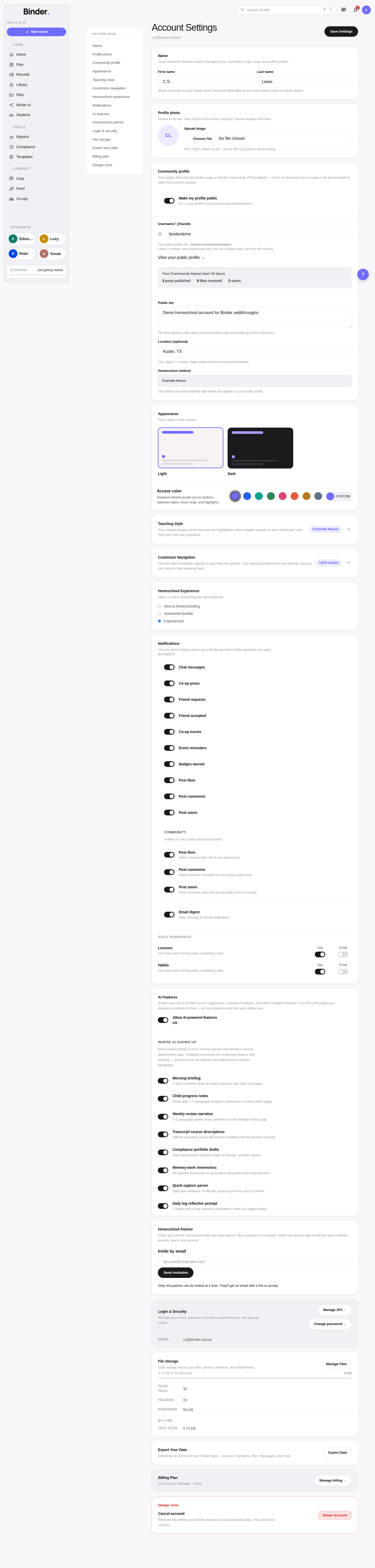 Account settings