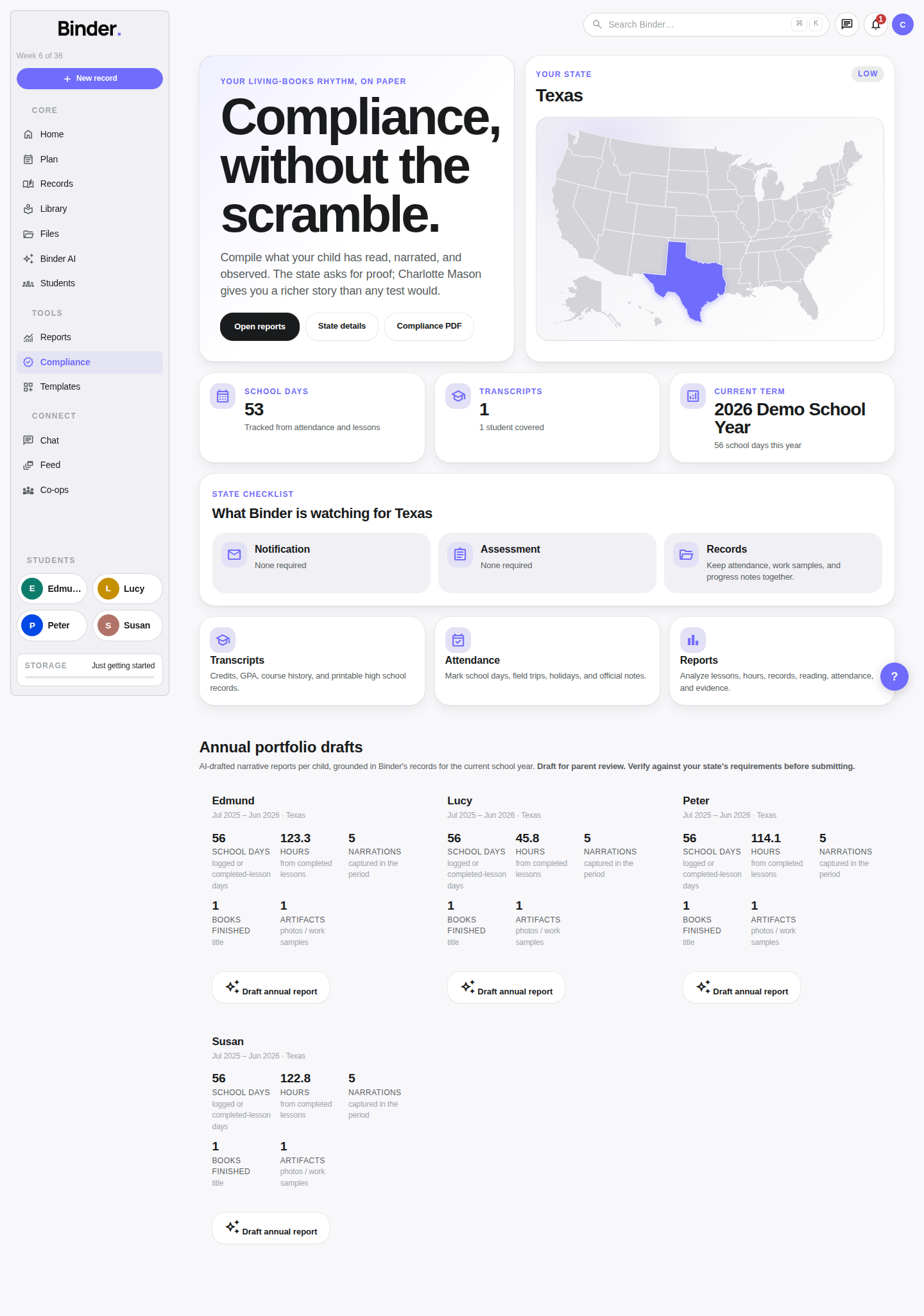 Compliance profile page